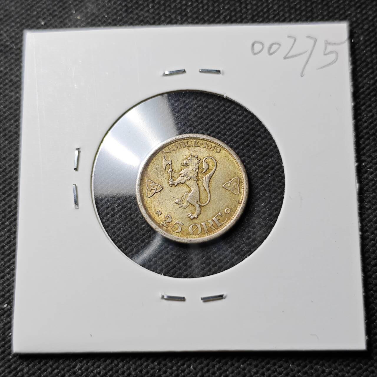 KK钱币收藏小铺  第400期  百期特拍（四拍之四）2月预留时间 周末发货  1919挪威25欧尔银币