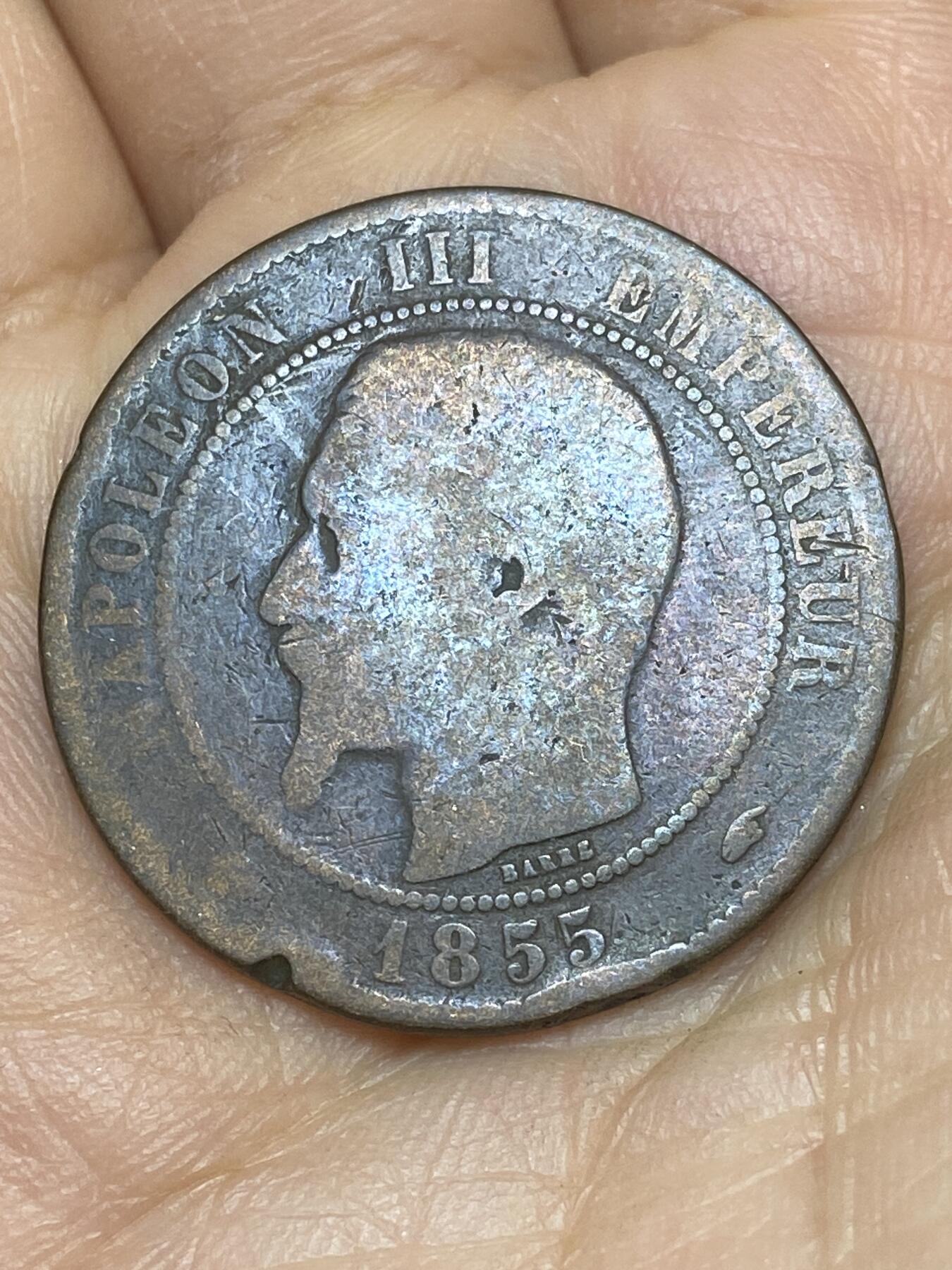 2026年第十场(总第一百七十九场）外国好品散币场(免佣金) 法兰西第二帝国1855年10生丁(拿破仑三世第一版，A标巴黎造)