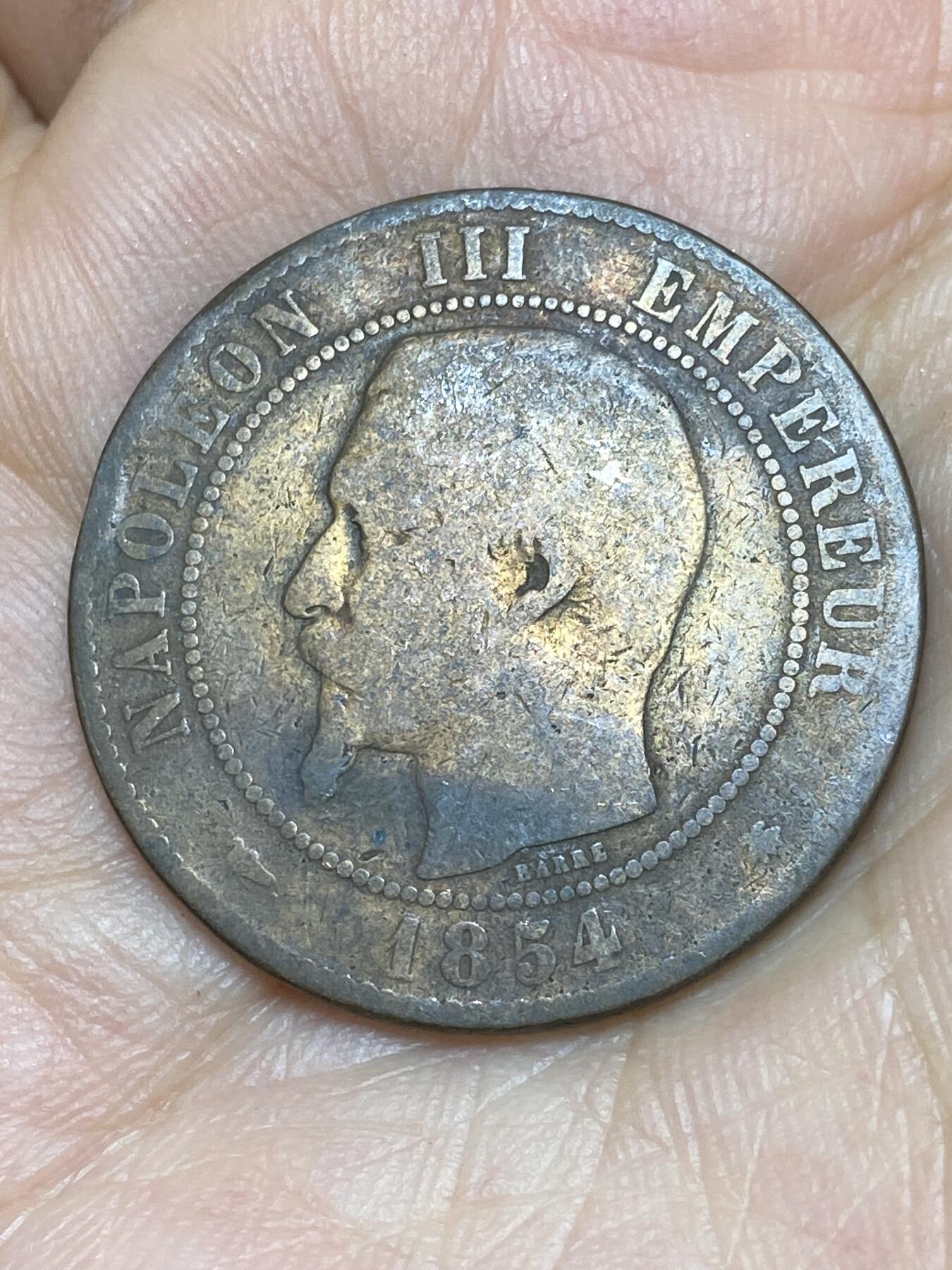 2026年第十场(总第一百七十九场）外国好品散币场(免佣金) 法兰西第二帝国1854年10生丁(拿破仑三世第一版，BB标斯特拉斯堡造)