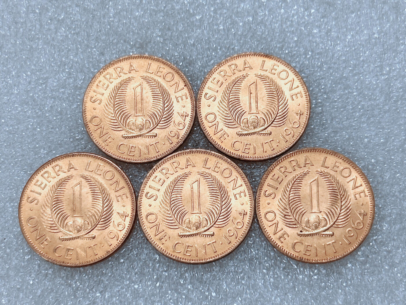第一海外回流一元起拍收藏 散集专场  第294期 塞拉利昂1964年1分铜币 5枚 原光品
