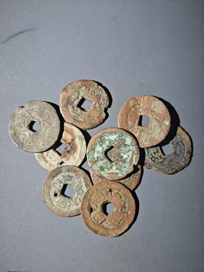 108期新疆红钱粟特钱币丝路钱币专场 - D7新疆毛病红钱一组9枚