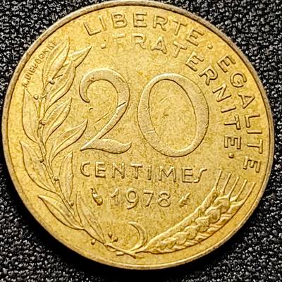 泉币菌-第171场- 精品福利场 - 法国1978年20生丁铜币 玛丽安娜 入欧前末版 绝版