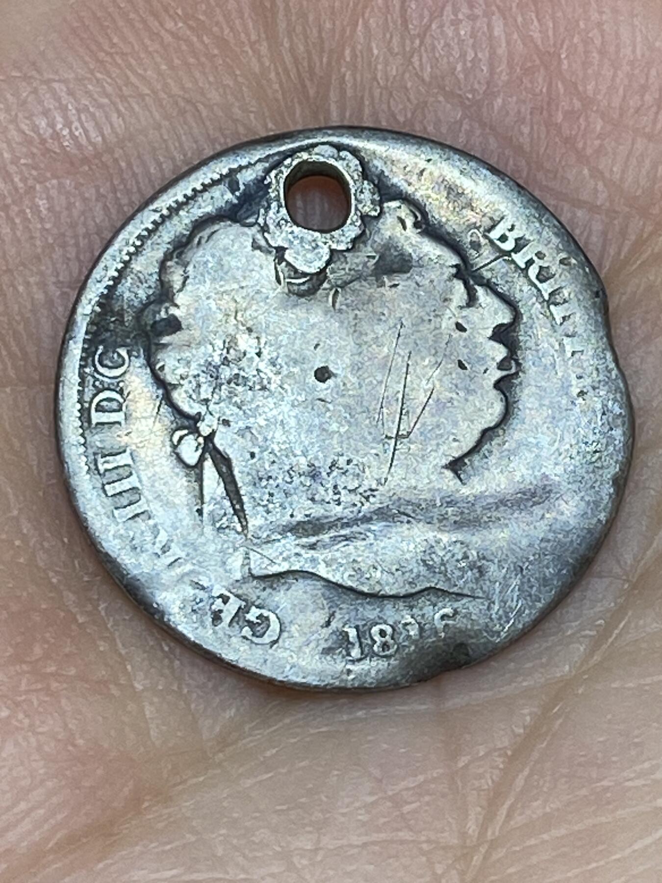 2026年第十场(总第一百七十九场）外国好品散币场(免佣金) 打孔–英国🇬🇧1816年6便士银币(乔治三世时期，925高银)