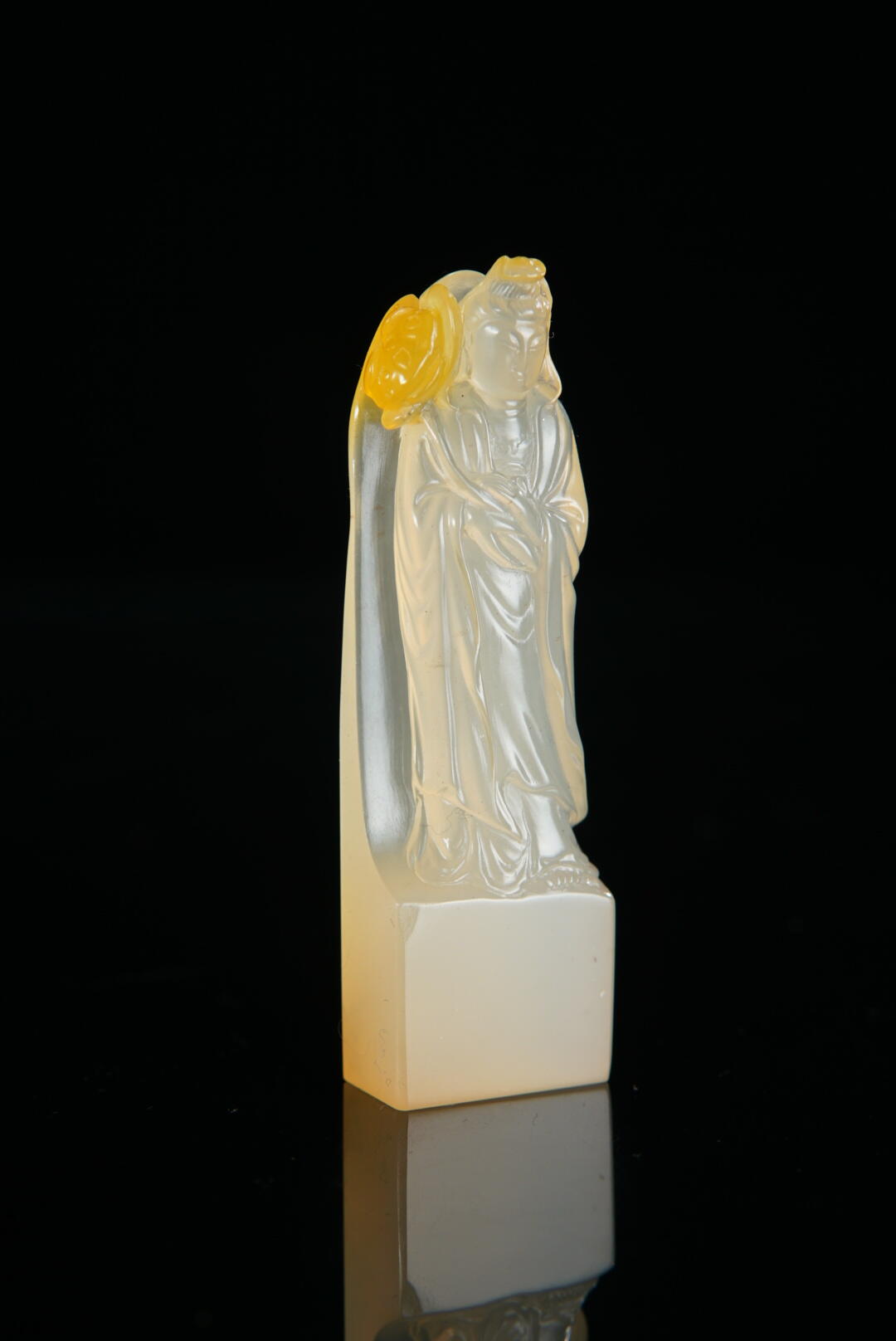 方寸藏珍·寿山田黄印章专场（二） 寿山荔枝洞石《观音》摆件