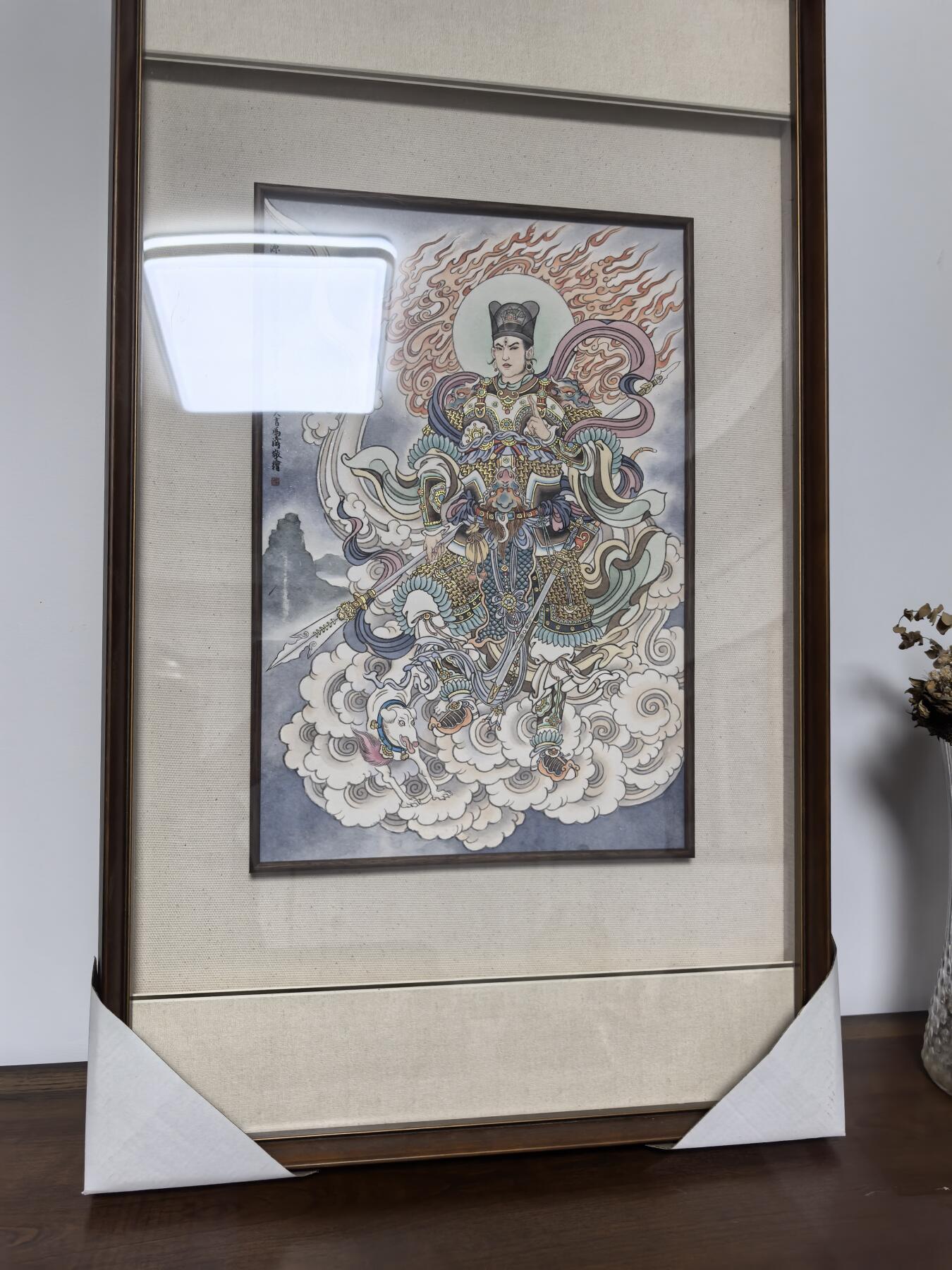 白泽拍卖卡牌手绘专场第31期（岁寒知松柏 春意已可期） 2025 冯涛手绘画 二郎神杨戬 已装裱 尺寸：内30.5cm*45cm 外39cm*83cm  冯涛亲签