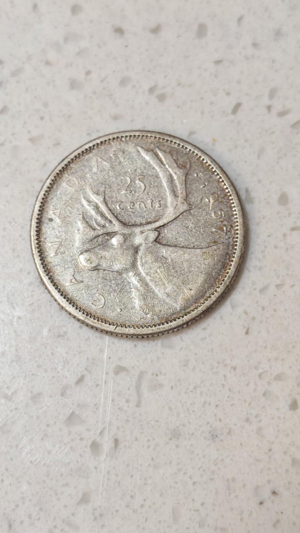 小银币场 加拿大1957年25分银币
