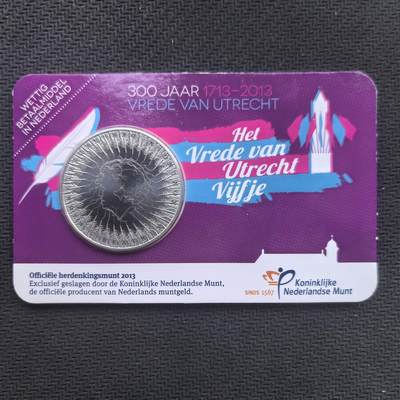 道一币馆币章第一百六十二场 - 原包装 荷兰2013年《乌得勒支和约》300周年5欧元镀银纪念币