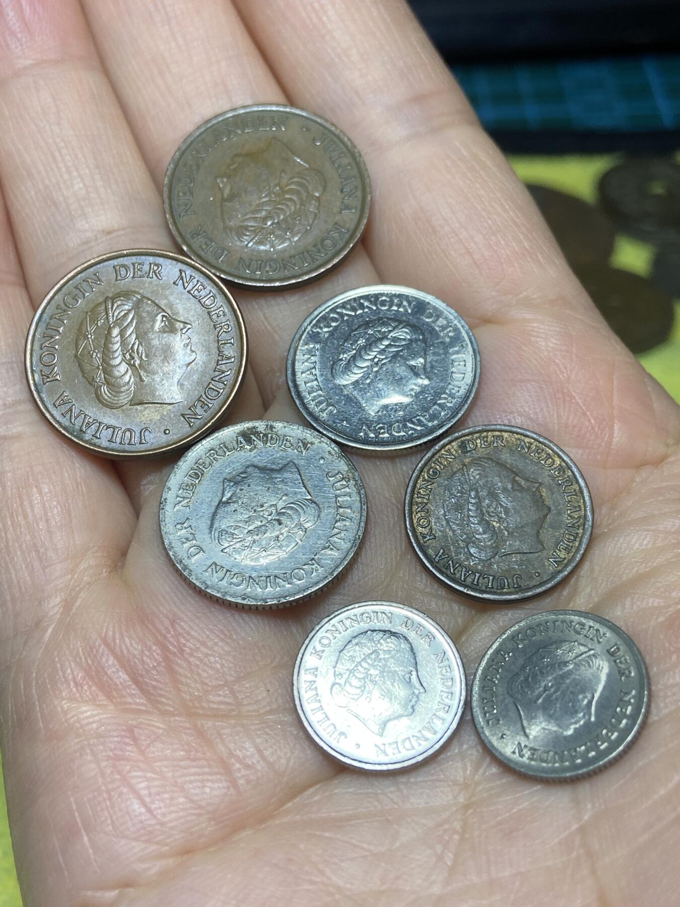 2026年第十场(总第一百七十九场）外国好品散币场(免佣金) 荷兰🇳🇱7枚：1967年79年5分，1976年80年25分，55年1分，60年73年10分(朱丽安娜女王时期)