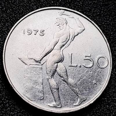 泉币菌-第171场- 精品福利场 - 意大利 1975年 50里拉 锻冶之神 伍尔坎 24mm