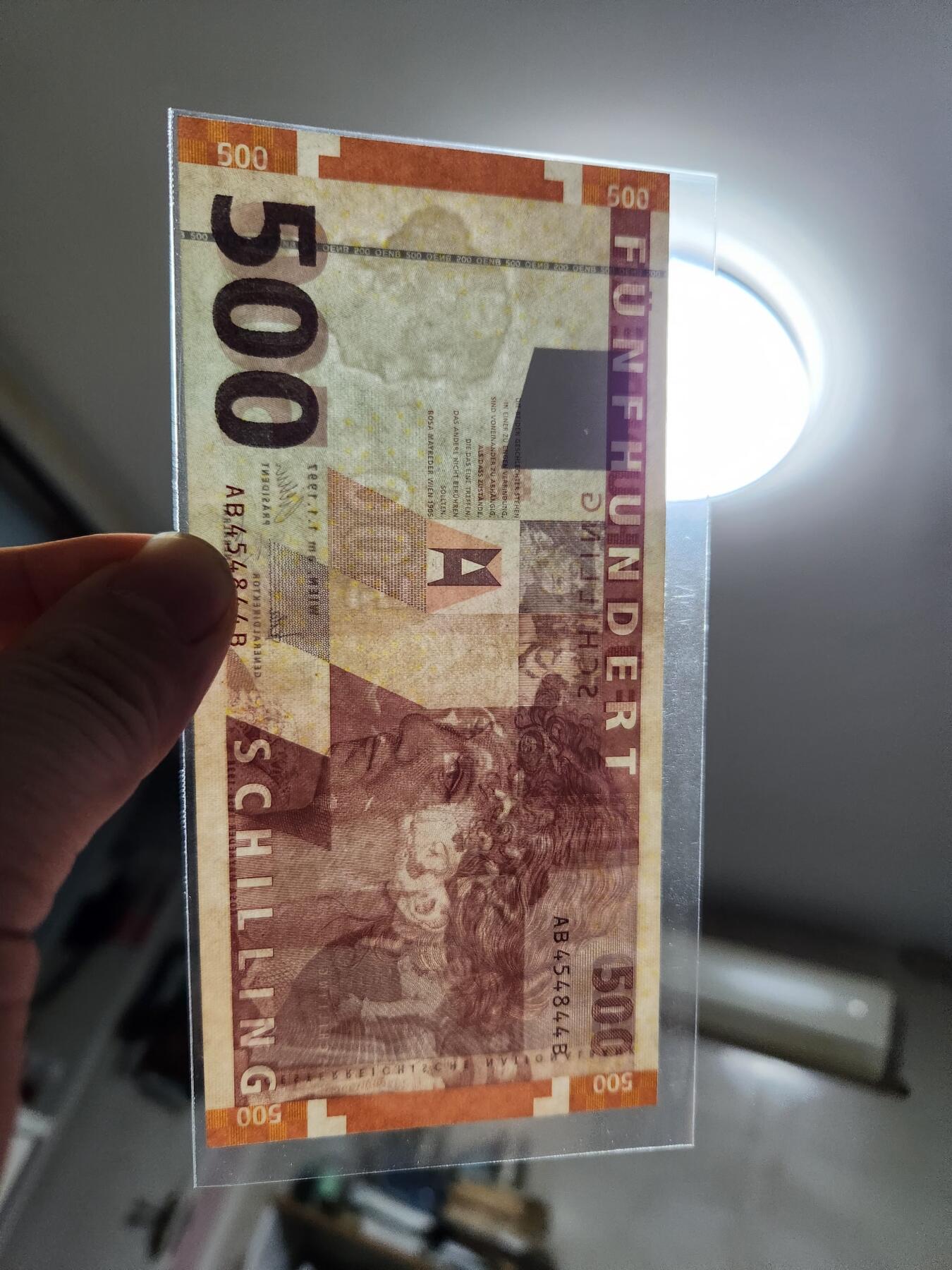 1月17号晚上8点 外国纸币自动截拍第8场 奥地利500先令纸币 1997年末版 罗莎梅雷德 几乎全新