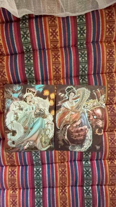 光影卡牌第28期，各家亲签，各家套卡，持续收拍品 - 彫仙解语花冷烫粗闪特卡一对