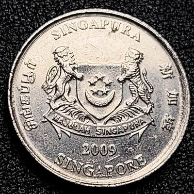 泉币菌-第171场- 精品福利场 - 2009 高币值 新加坡20分 绒球花 高盾徽版 直径21.36mm