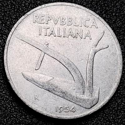 泉币菌-第171场- 精品福利场 - 意大利1954年 10里拉铝币 麦穗 古犁23.3mm