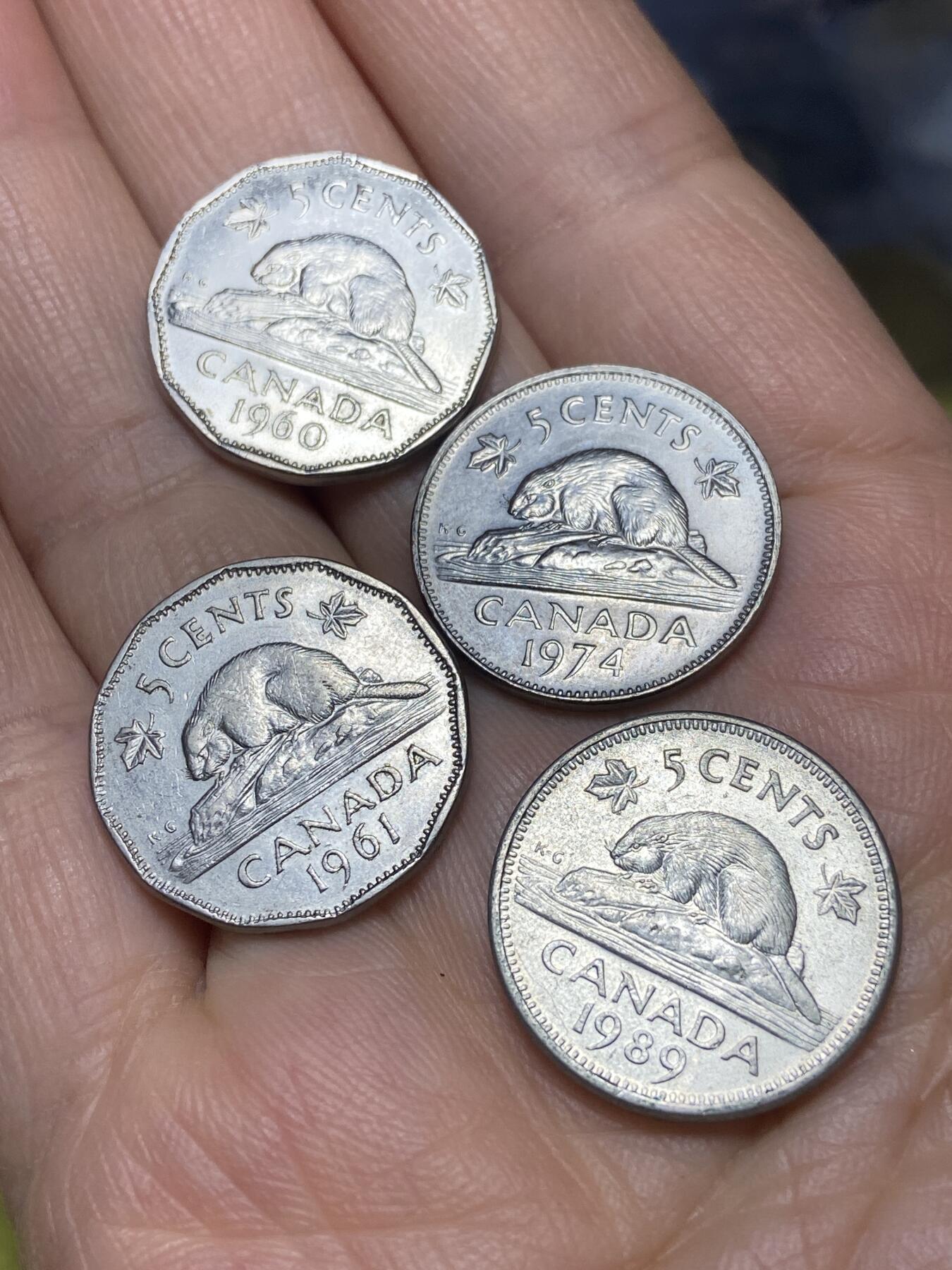 2026年第十场(总第一百七十九场）外国好品散币场(免佣金) 加拿大🇨🇦5分4枚：1960年61年74年89年