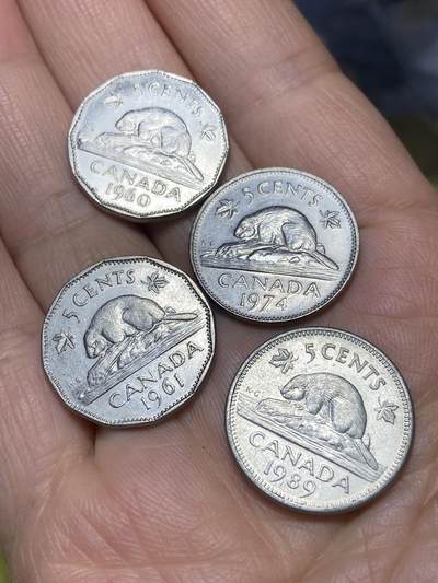 2026年第十场(总第一百七十九场）外国好品散币场(免佣金) - 加拿大🇨🇦5分4枚：1960年61年74年89年