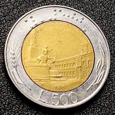 泉币菌-第171场- 精品福利场 - 意大利1986年500里拉 罗马建筑雕像 广场 25.8mm