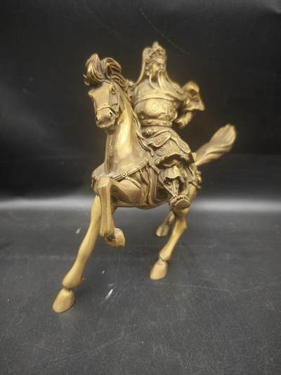 108期新疆红钱粟特钱币丝路钱币专场 - 关公千里走单骑铜摆件