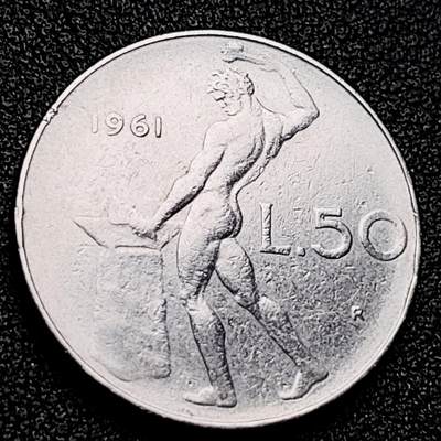 泉币菌-第171场- 精品福利场 - 意大利 1961年 50里拉 锻冶之神 伍尔坎 24mm