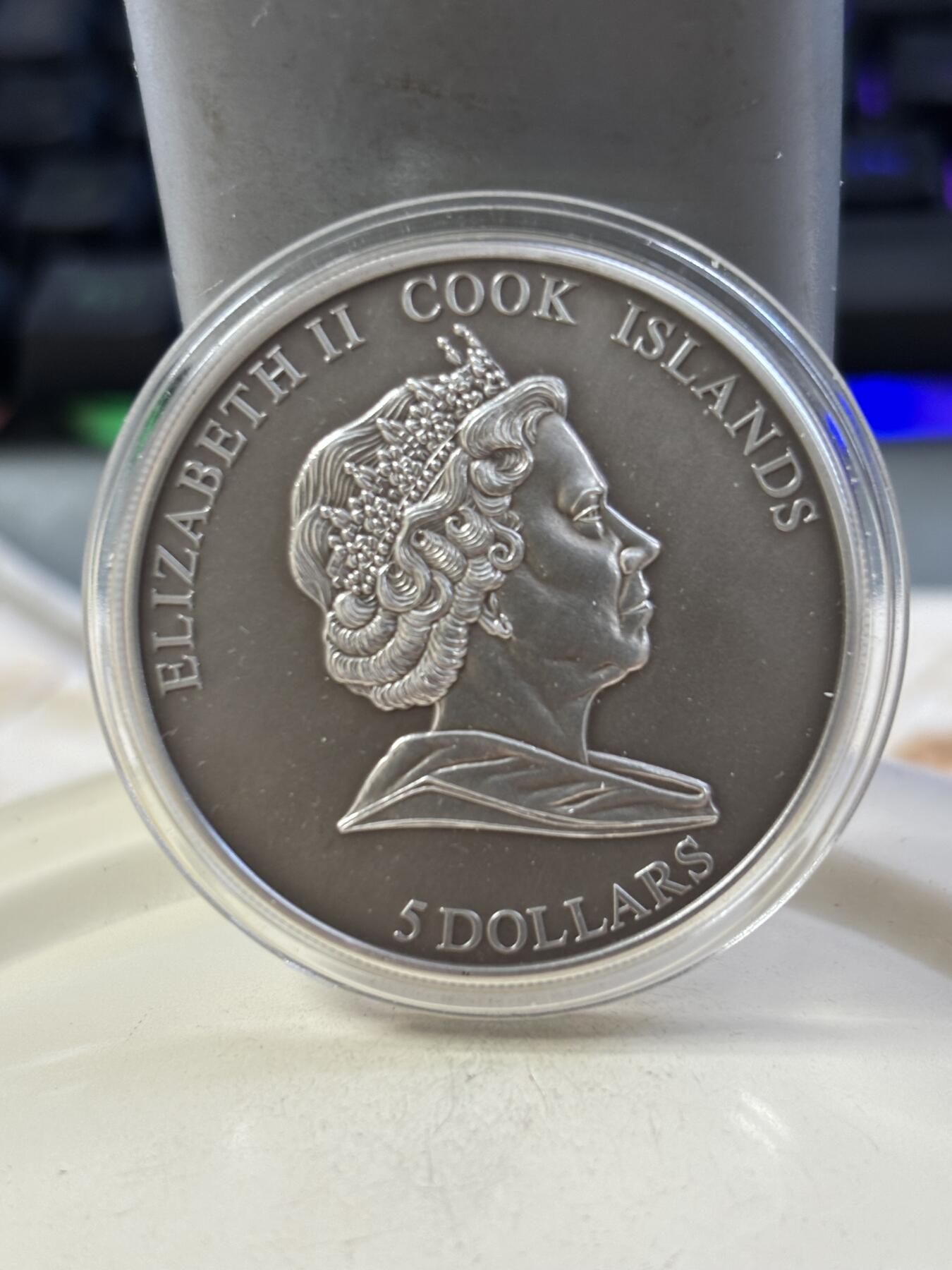 第188期拍卖 库克2010年奥巴马和马丁路德金仿古凹凸纪念银币套带证书，25克*2,925银