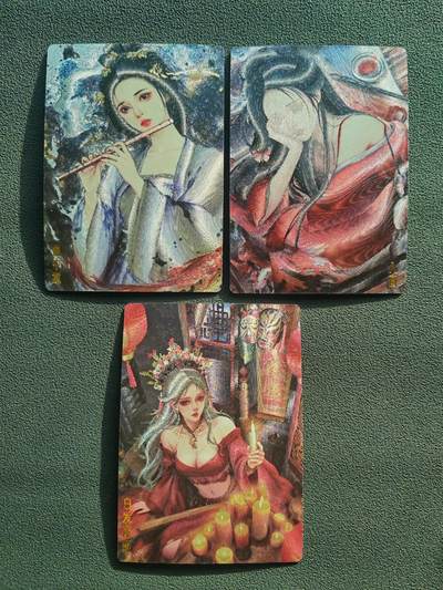 阳大大卡牌拍卖第94期（持续收拍品，周六晚上九点截拍，进群福利早知道） - 【裸卡套】煌潮卡牌 顾芊岳 女侠 粗闪一套3张