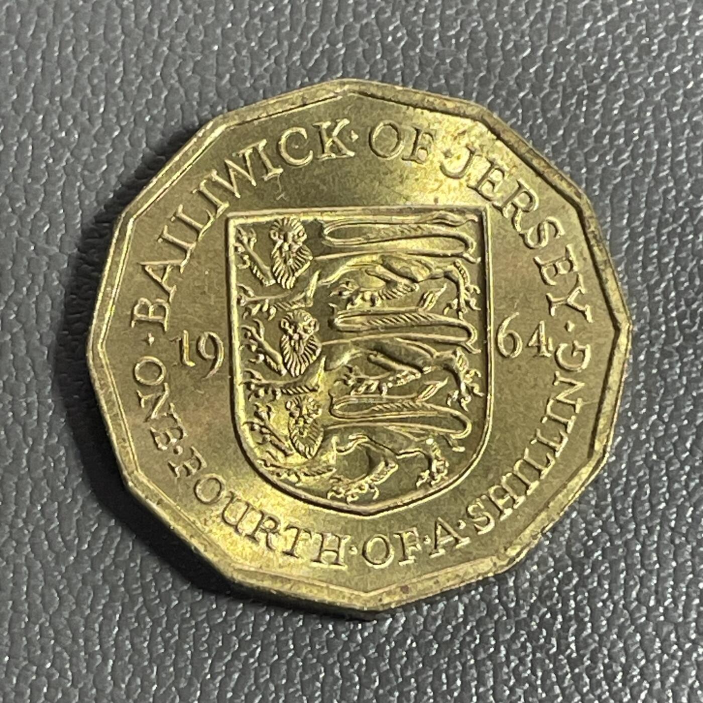 回流0120 全新 英属泽西岛1964年1/4先令铜币