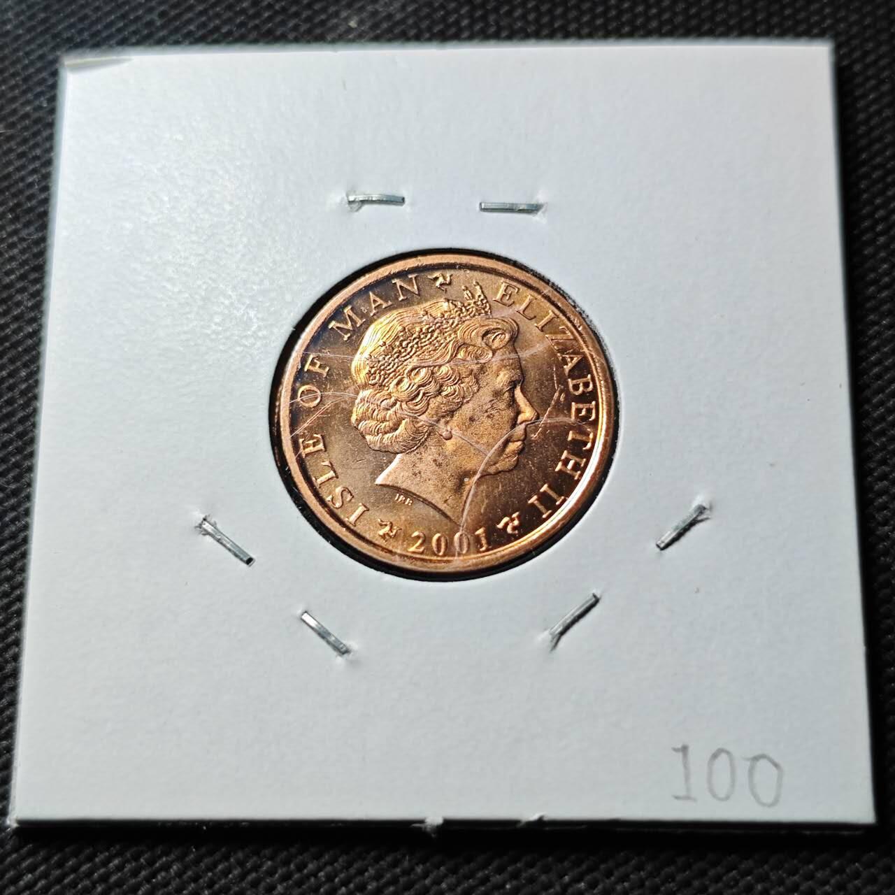 KK钱币收藏小铺  第400期  百期特拍（四拍之四）2月预留时间 周末发货   2001马恩岛1便士