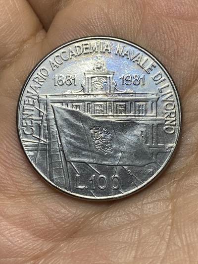 2026年第十场(总第一百七十九场）外国好品散币场(免佣金) - 意大利🇮🇹1981年100里拉(利沃诺海军学院建立100周年纪念币)