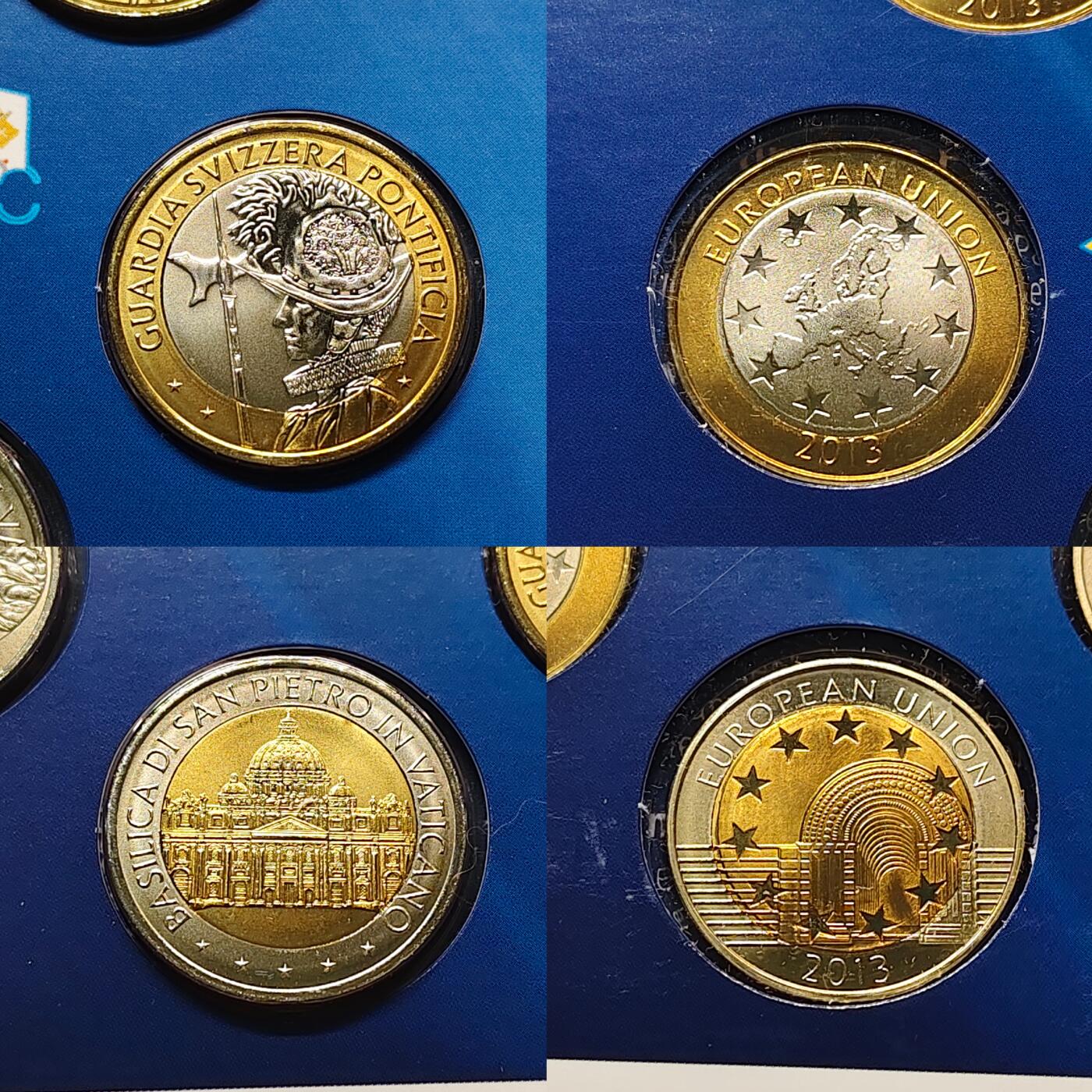 【全场包邮】纯粹捡漏拍497场-持续更新中 梵蒂冈2013年封装5枚欧元各材质样币套币