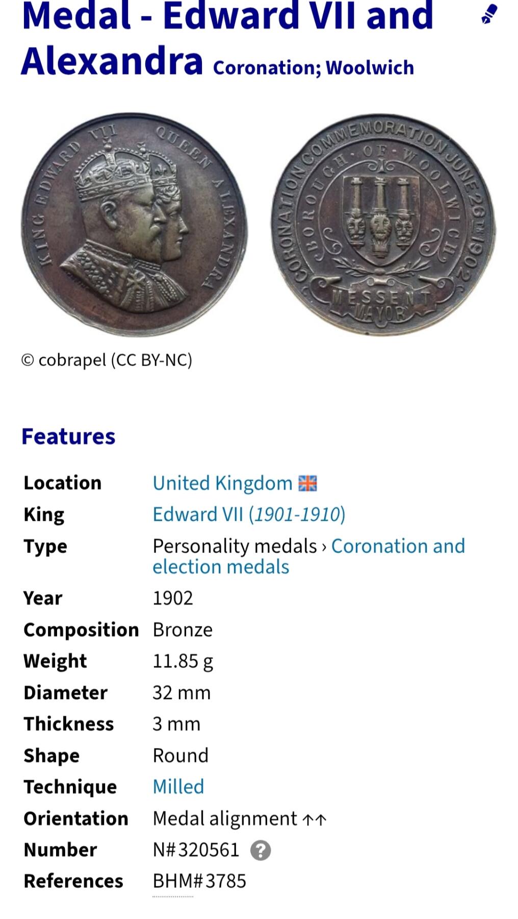 2026年第十场(总第一百七十九场）外国好品散币场(免佣金) 稀少品种好品–英国🇬🇧1902年纪念章，直径31.5毫米，厚2.5毫米，重12.31克(爱德华七世和亚历珊德拉王后加冕礼纪念章，Numista稀有度高达93)