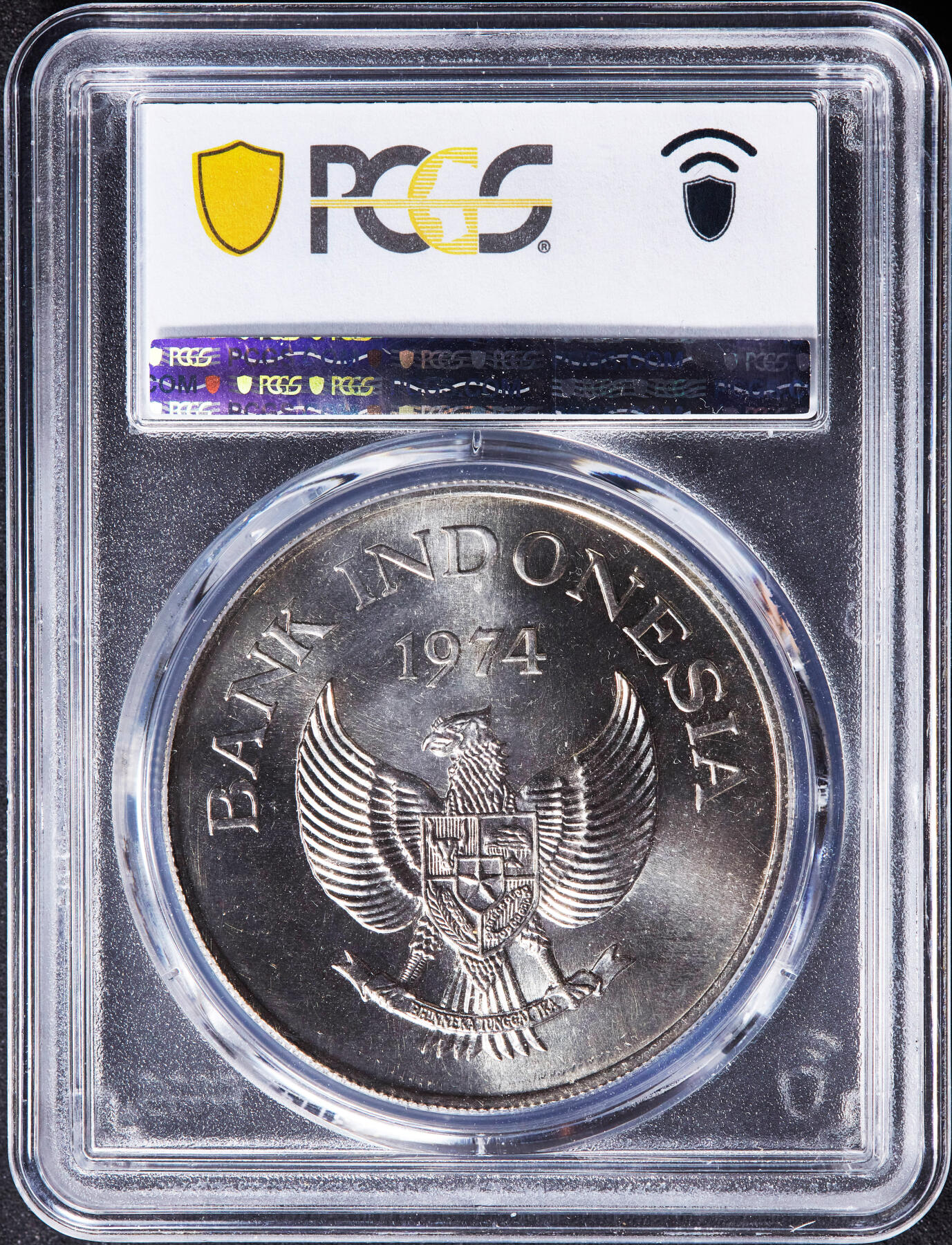 【俄甄集藏】“万象更新、马呈祥瑞”迎新春俄甄精品场-2026年(047)01-21 星期三 晚 19:30 全场包邮 印度尼西亚1974年野生动物保护-长臂猿5000卢比大银币，PCGS MS67，重32克，50%银，发行量43000枚