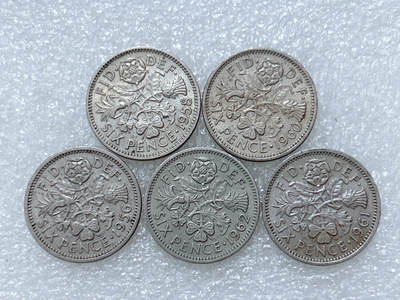 第一海外回流一元起拍收藏 散集专场  第294期 - 英国6便士硬币 5枚