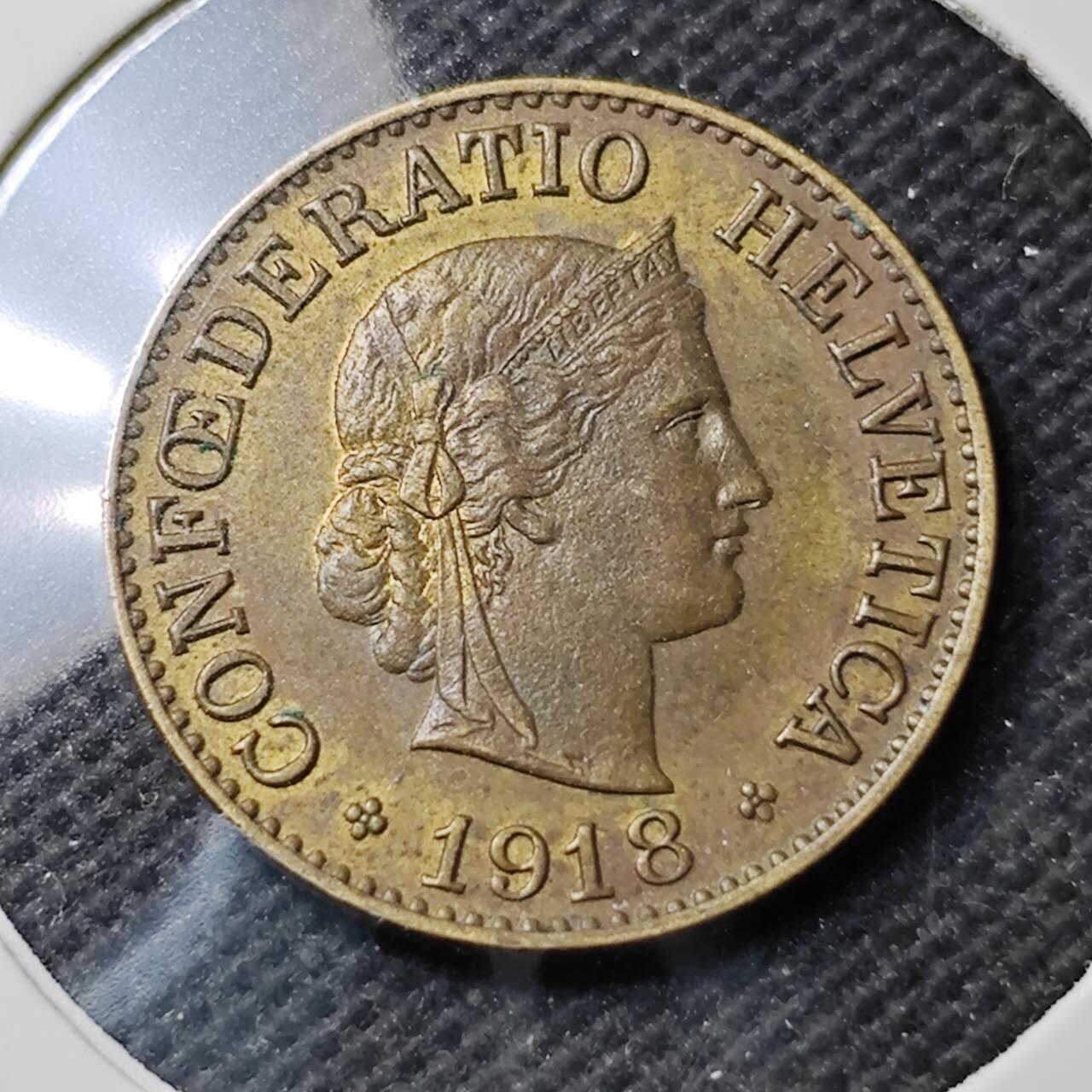 KK钱币收藏小铺  第400期  百期特拍（四拍之四）2月预留时间 周末发货  1918瑞士10分黄铜币