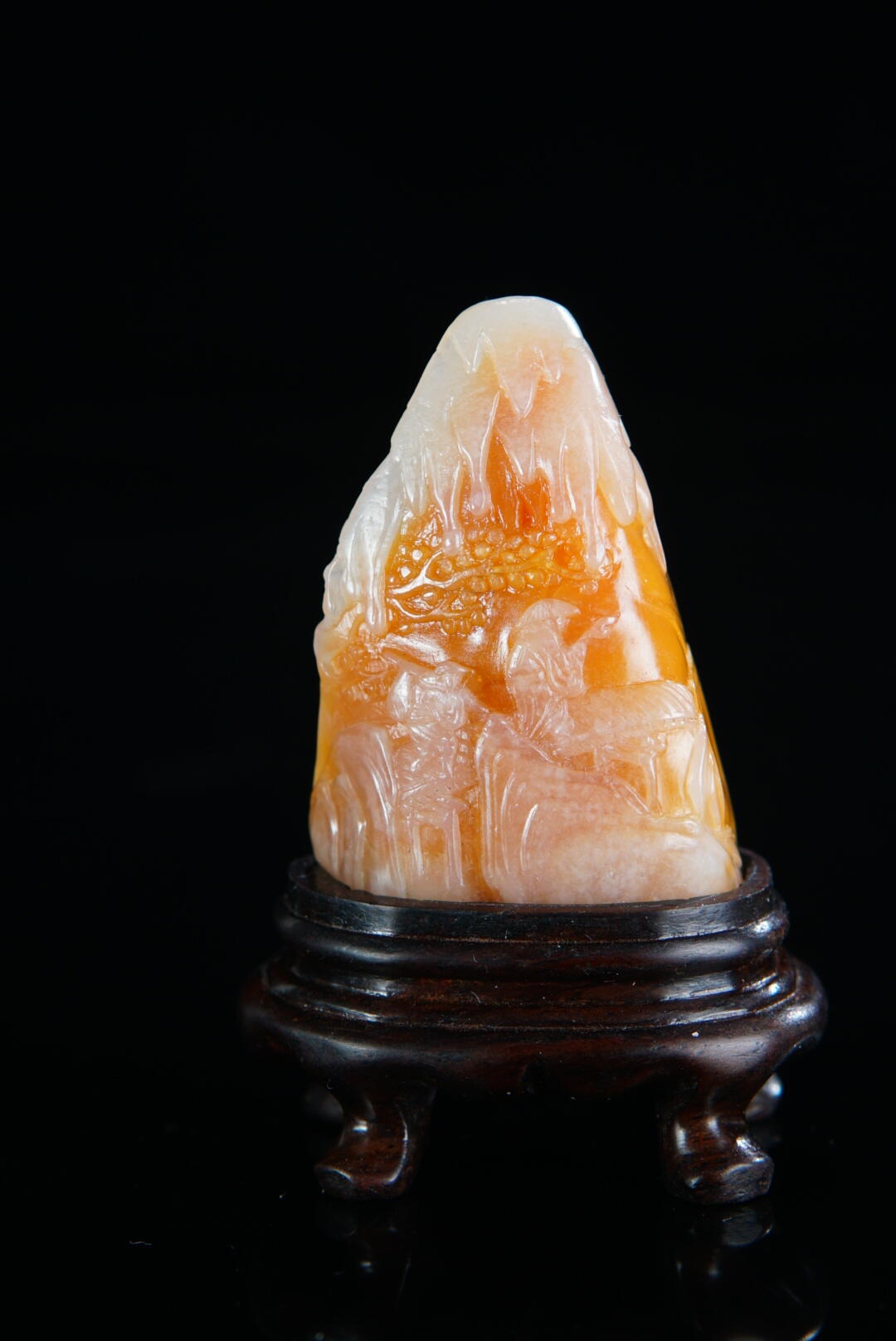 方寸藏珍·寿山田黄印章专场（二） 寿山银裹金田黄石《行旅图》摆件