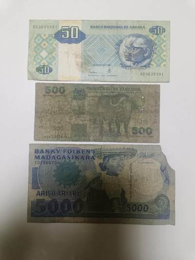 【20260120】非全新纸币和硬币第327场 - 非洲国家3张纸币，有缺口