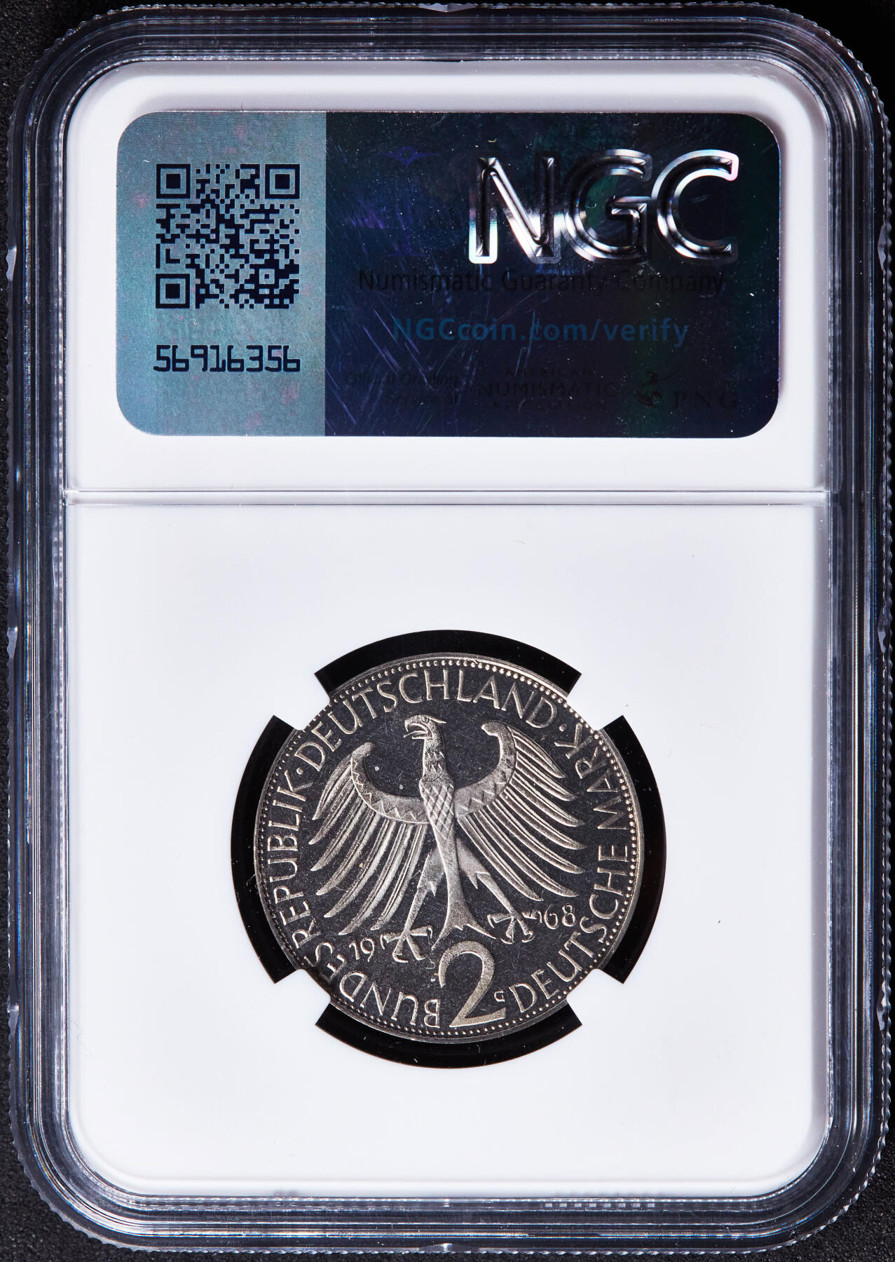 【俄甄集藏】“万象更新、马呈祥瑞”迎新春俄甄精品场-2026年(047)01-21 星期三 晚 19:30 全场包邮 联邦德国（西德）1968年G版2马克物理学家马克斯·普朗克精制镍币，NGC PF67CAMEO，精制稀少，发行量只有6023枚