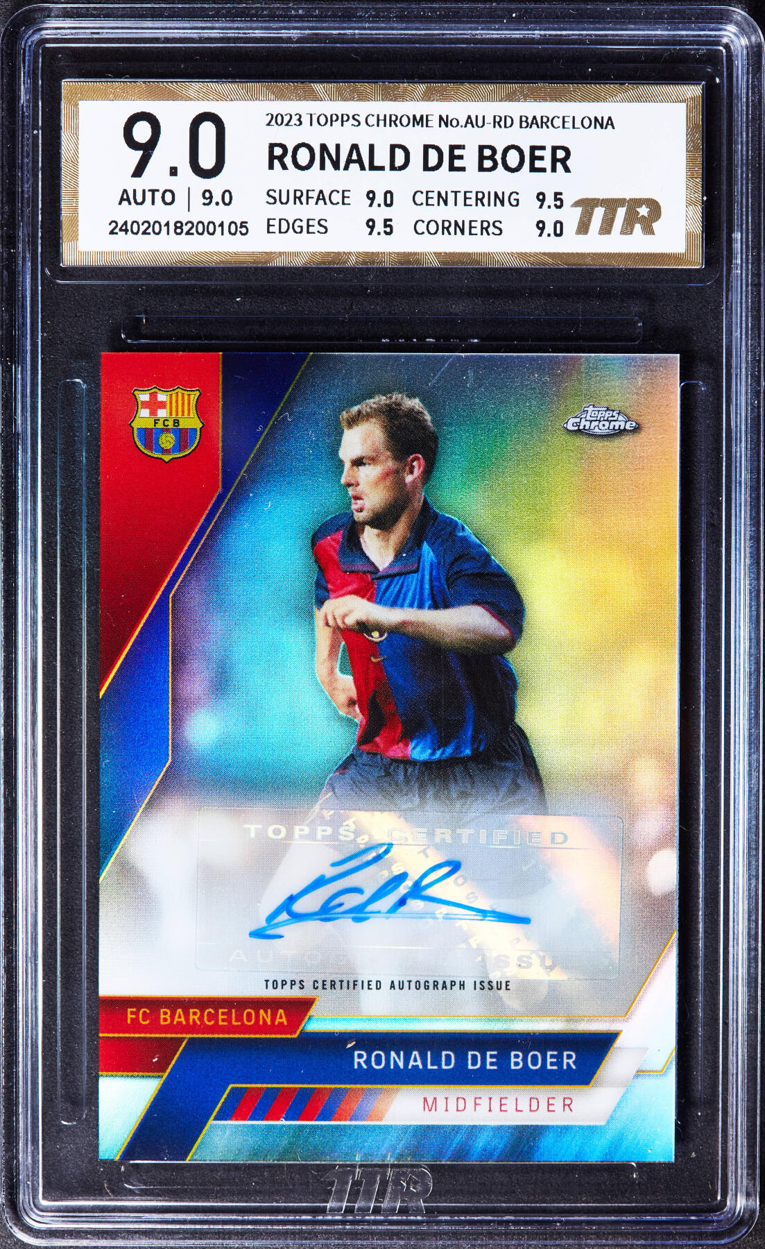 【俄甄集藏】“万象更新、马呈祥瑞”迎新春俄甄精品场-2026年(047)01-21 星期三 晚 19:30 全场包邮 卡片-Topps Chrome荷兰足球明星罗纳德·德·波尔，TTR 9.0，2023年贴签