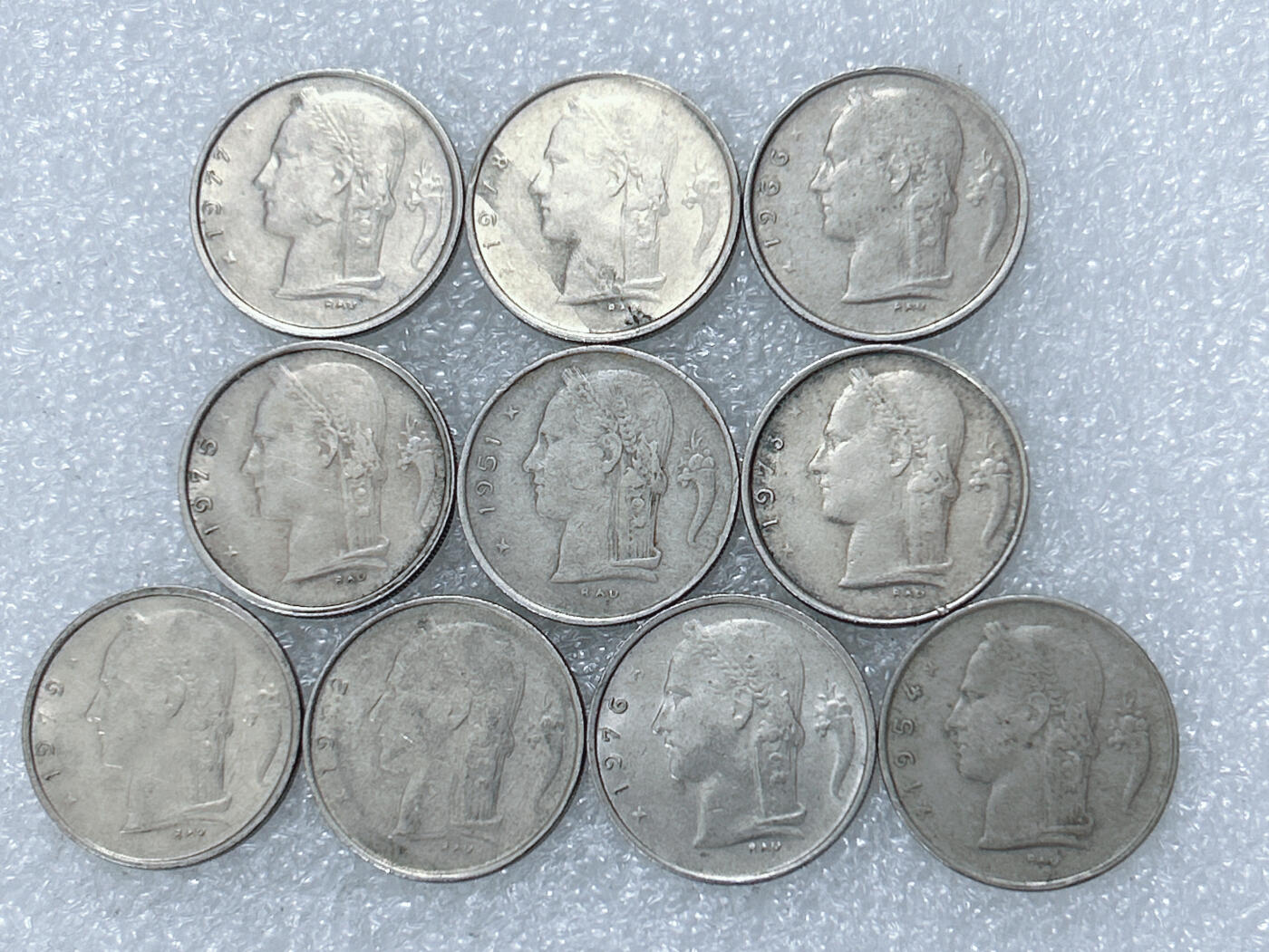 第一海外回流一元起拍收藏 散集专场  第294期 比利时1法郎硬币 10枚