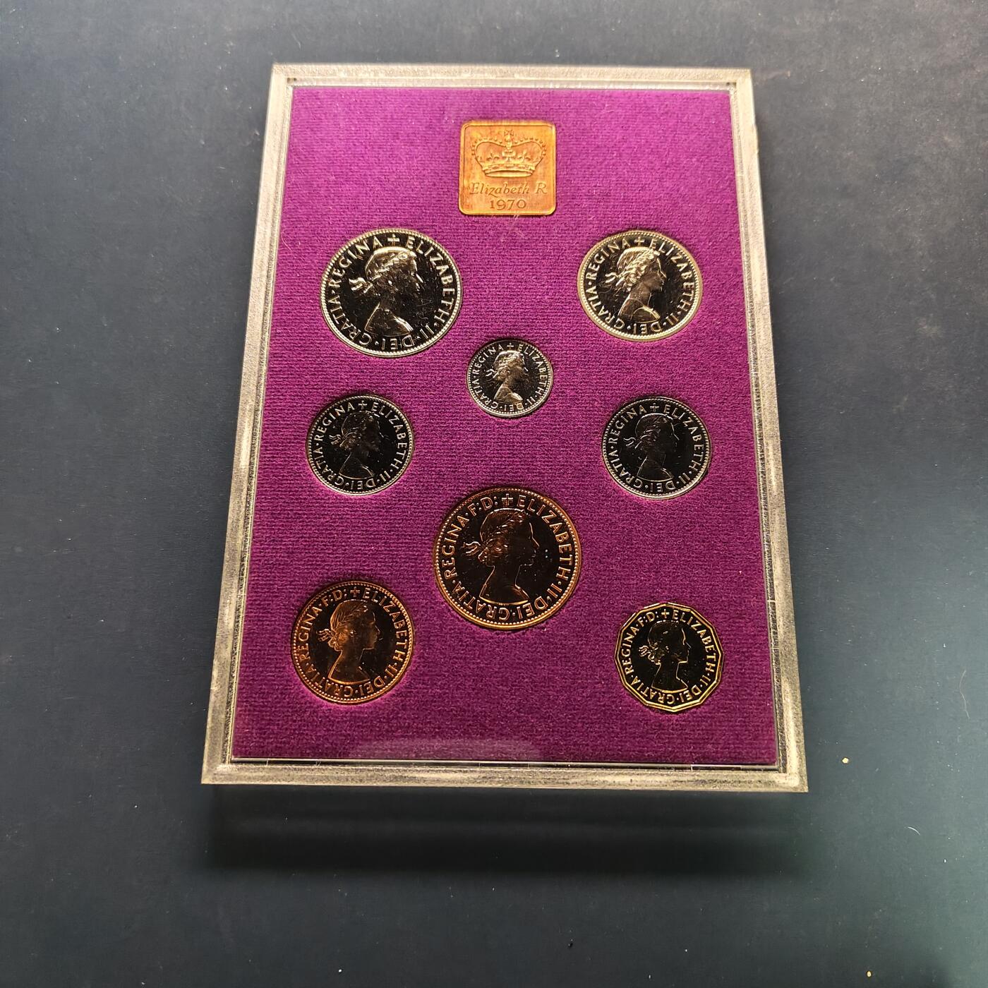 【全场包邮】纯粹捡漏拍497场-持续更新中 英国1970年皇家造币厂十二进制末版官方精制套币-盒证全