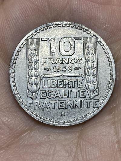 2026年第十场(总第一百七十九场）外国好品散币场(免佣金) - 法兰西第四共和国1946年10法郎(Short leaves短叶桂冠大头版，B标博蒙莱罗热造)