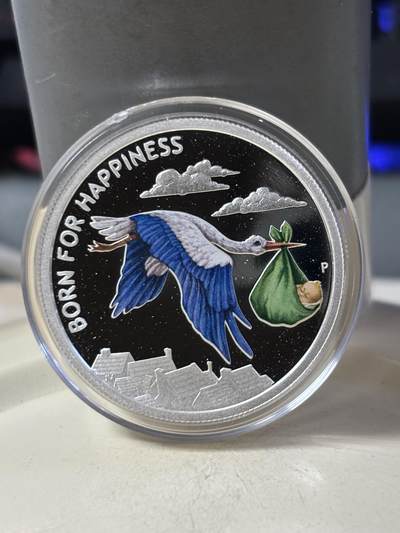 第188期拍卖 - 卡册图瓦卢2014年1/2盎司初生宝宝彩色纪念银币，999银，