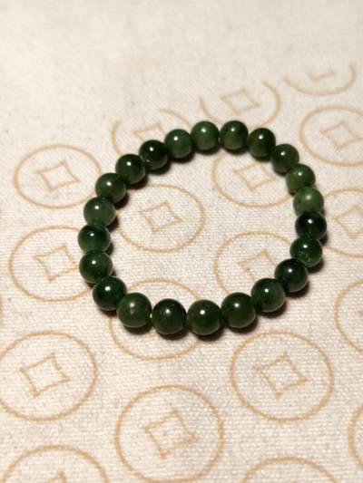 抚柳草堂-第九期章牌钱币（大寒专场） 奖章勋章限时免佣 满百包邮 放漏专场 - 和田玉碧玉手串 珠径8mm 碧玉颜色不错个别珠子有瑕疵