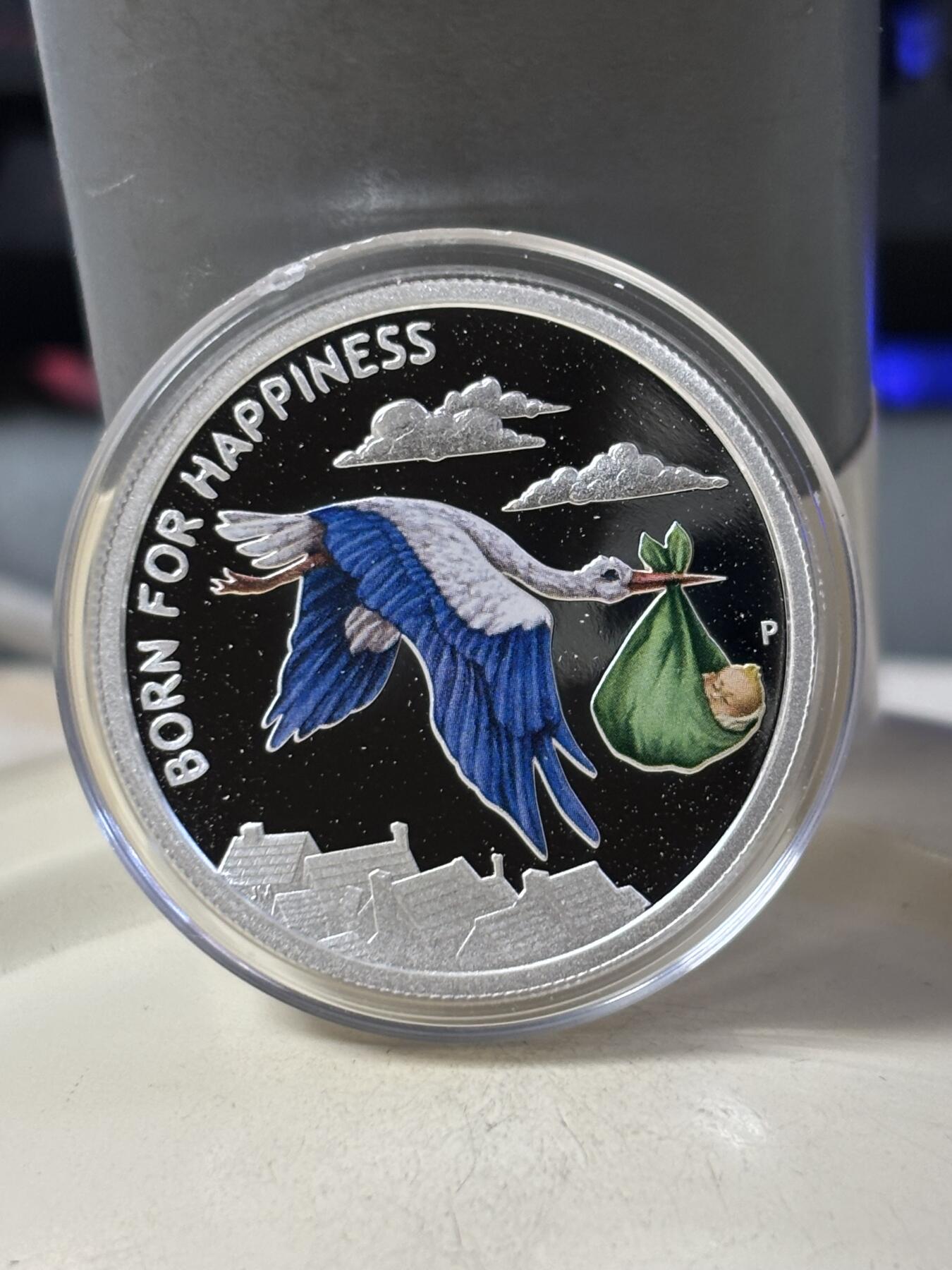 第188期拍卖 卡册图瓦卢2014年1/2盎司初生宝宝彩色纪念银币，999银，