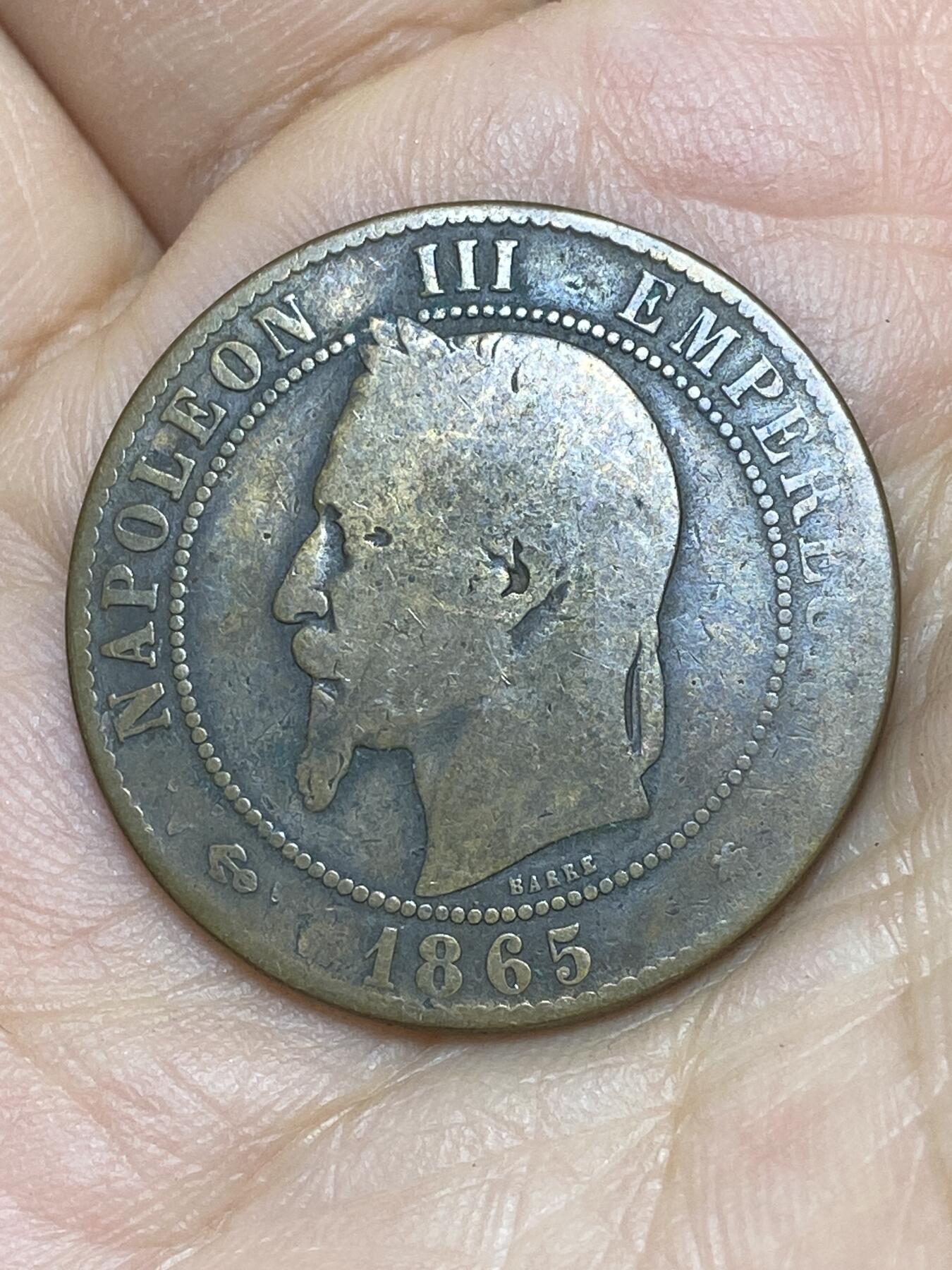 2026年第十场(总第一百七十九场）外国好品散币场(免佣金) 法兰西第二帝国1865年10生丁(拿破仑三世第二版，A标巴黎造)