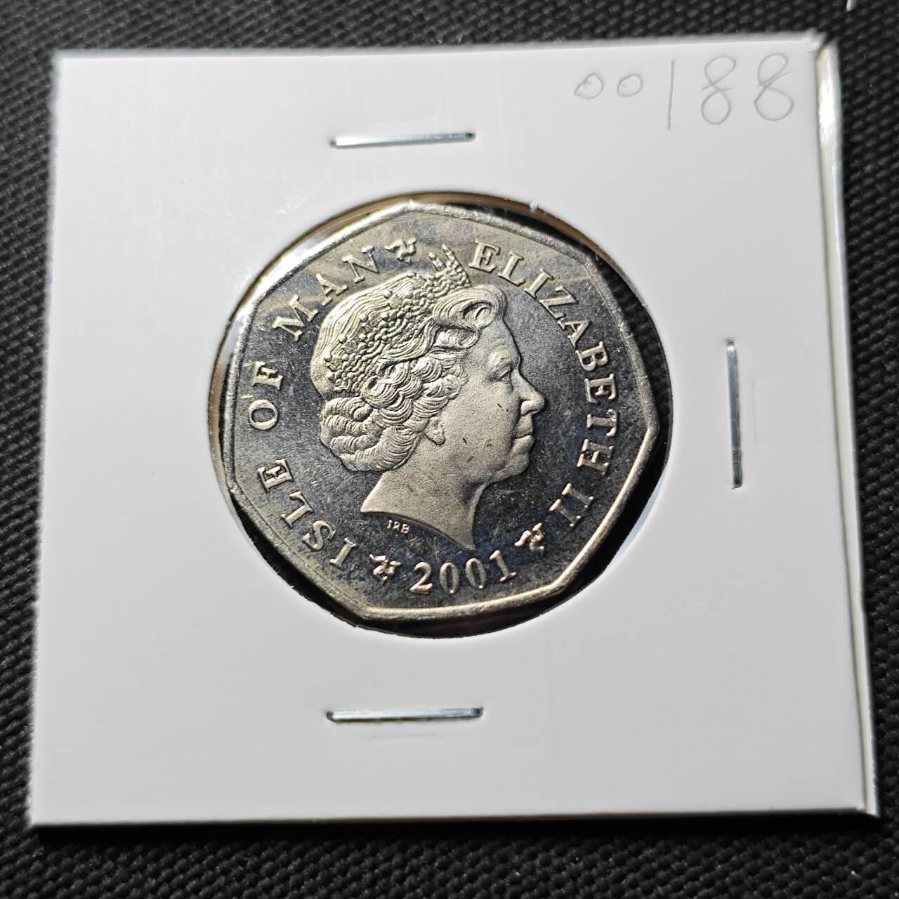 KK钱币收藏小铺  第400期  百期特拍（四拍之四）2月预留时间 周末发货  2001马恩岛50便士