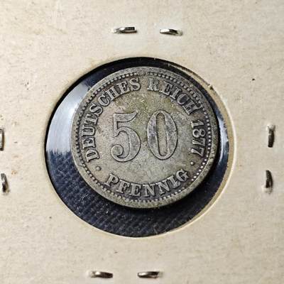 KK钱币收藏小铺  第400期  百期特拍（四拍之四）2月预留时间 周末发货 -  1877德国50芬尼银币