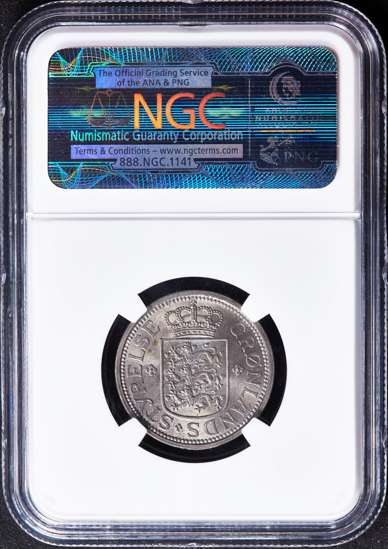 【俄甄集藏】“万象更新、马呈祥瑞”迎新春俄甄精品场-2026年(047)01-21 星期三 晚 19:30 全场包邮 丹属格陵兰岛1926年25欧尔北极熊镍币，NGC MS65，转光品相