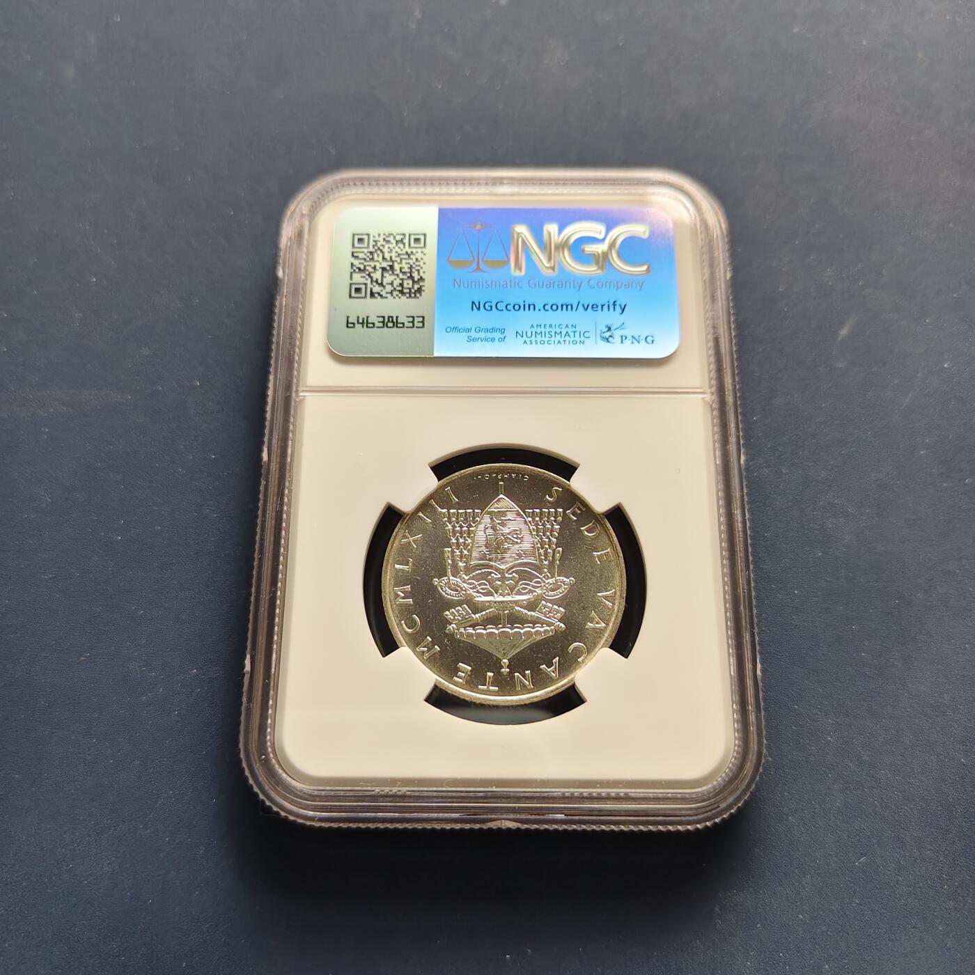 【全场包邮】纯粹捡漏拍497场-持续更新中 梵蒂冈1963年500里拉宗座从缺银币-NGC MS65