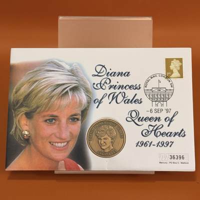 ＜星葵钱币社＞散币克朗场第68期·1月23日发货 - 〈邮币封〉英国戴安娜王妃克朗型纪念铜章