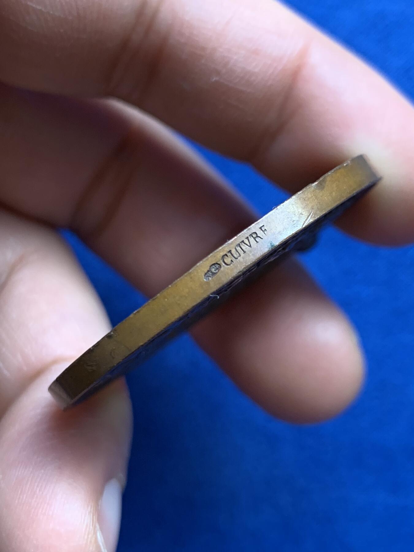 《竞宝斋》第459场 周日，周一，2场连拍 （全场包邮）欢迎送拍 法国 1889 南希射击比赛铜章 29.7克 40.6mm 丰饶角铜标