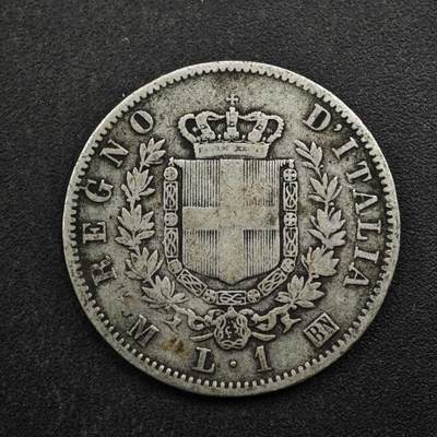 【淘币小摊】实时拍第八百五十拍   散币银币场   满百包邮可预留二周 每周一统一发货   - 意大利1863年1里拉银币